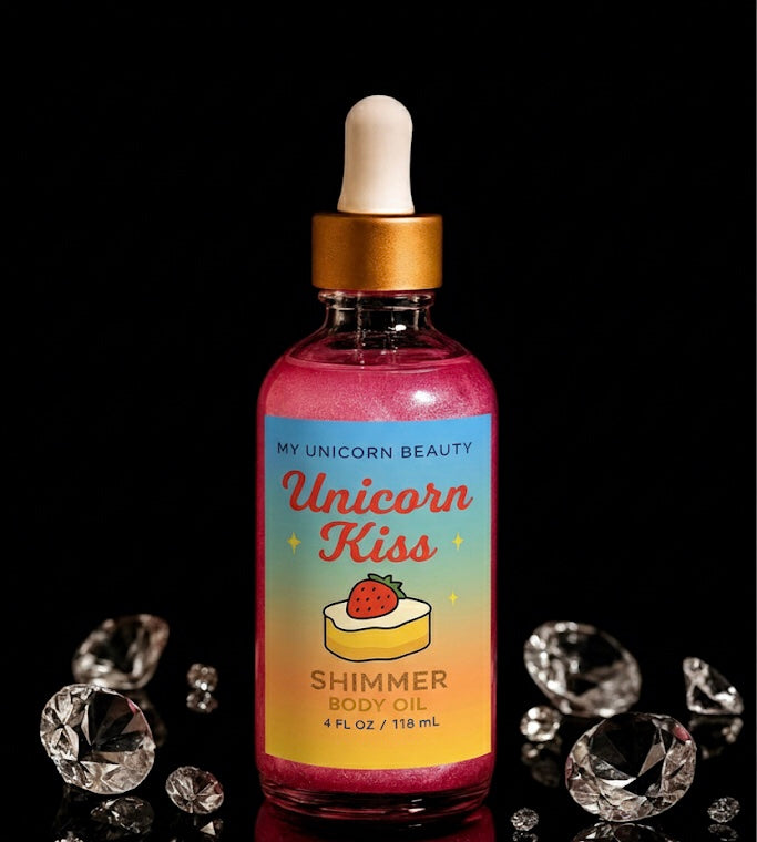 Unicorn Kiss Body Oil with Shimmer (Strawberry Shortcake Scented)