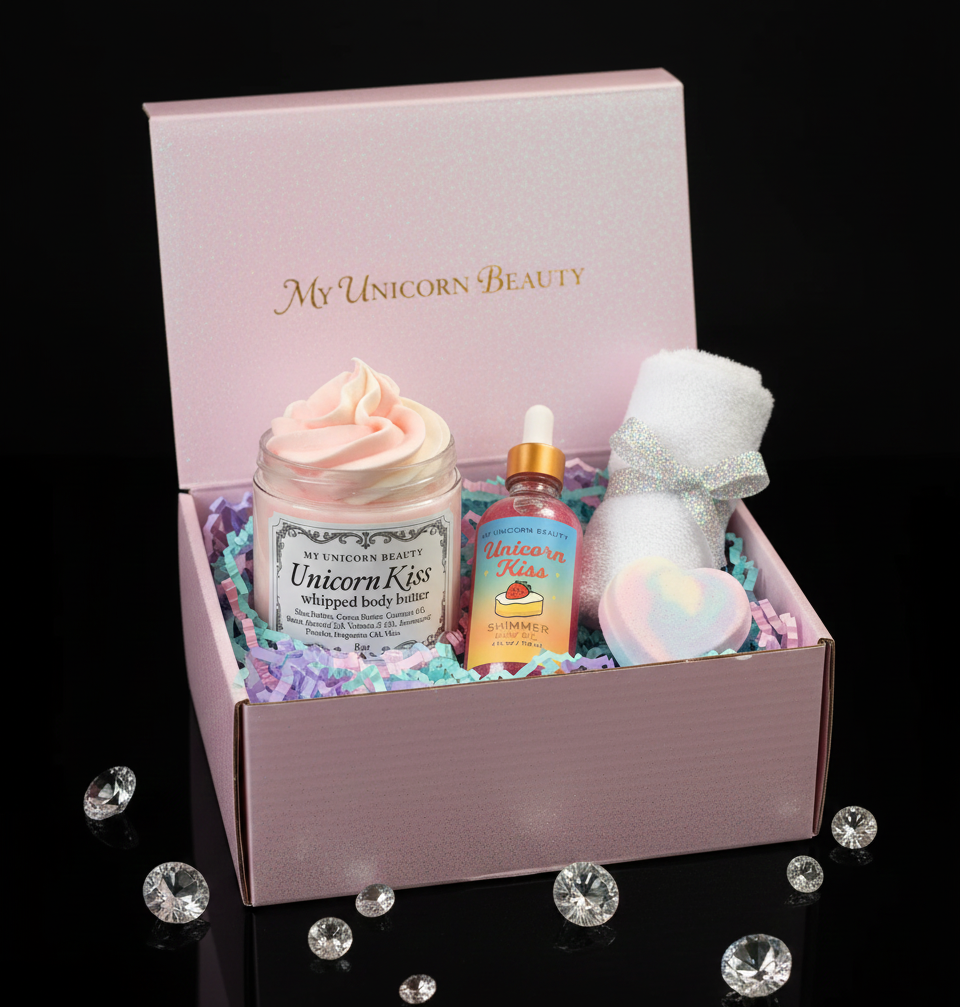 Unicorn Kiss Glow Duo – Shimmer Body Oil & Whipped Body Butter