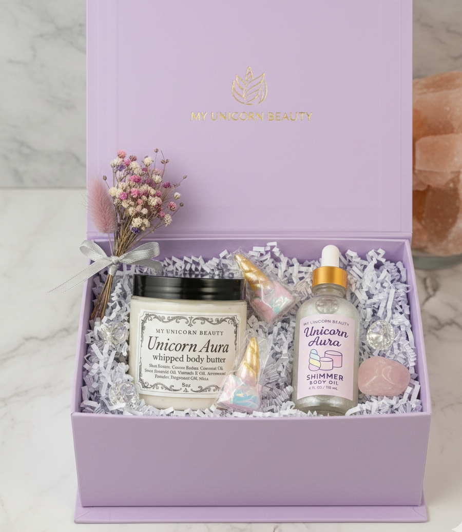 Unicorn Aura Glow Duo – Shimmer Body Oil & Whipped Body Butter