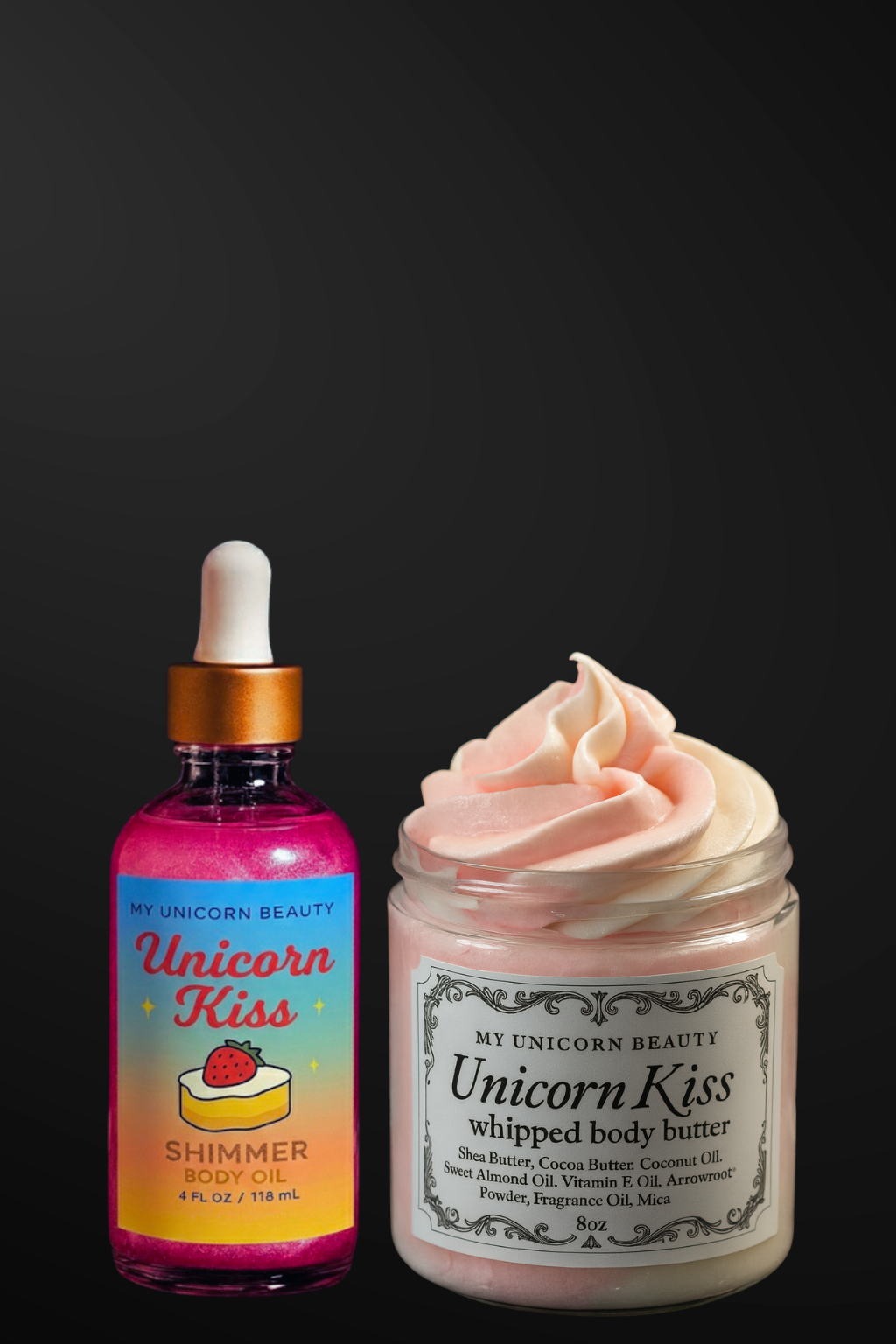 Unicorn Kiss Glow Duo – Shimmer Body Oil & Whipped Body Butter