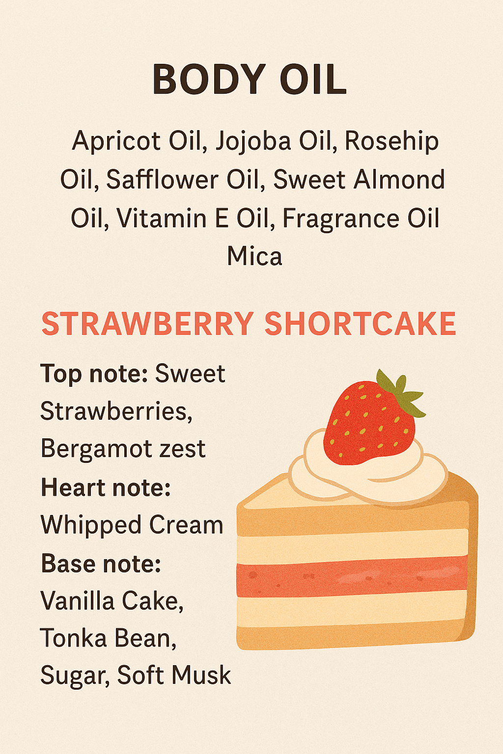 Unicorn Kiss Body Oil with Shimmer (Strawberry Shortcake Scented)